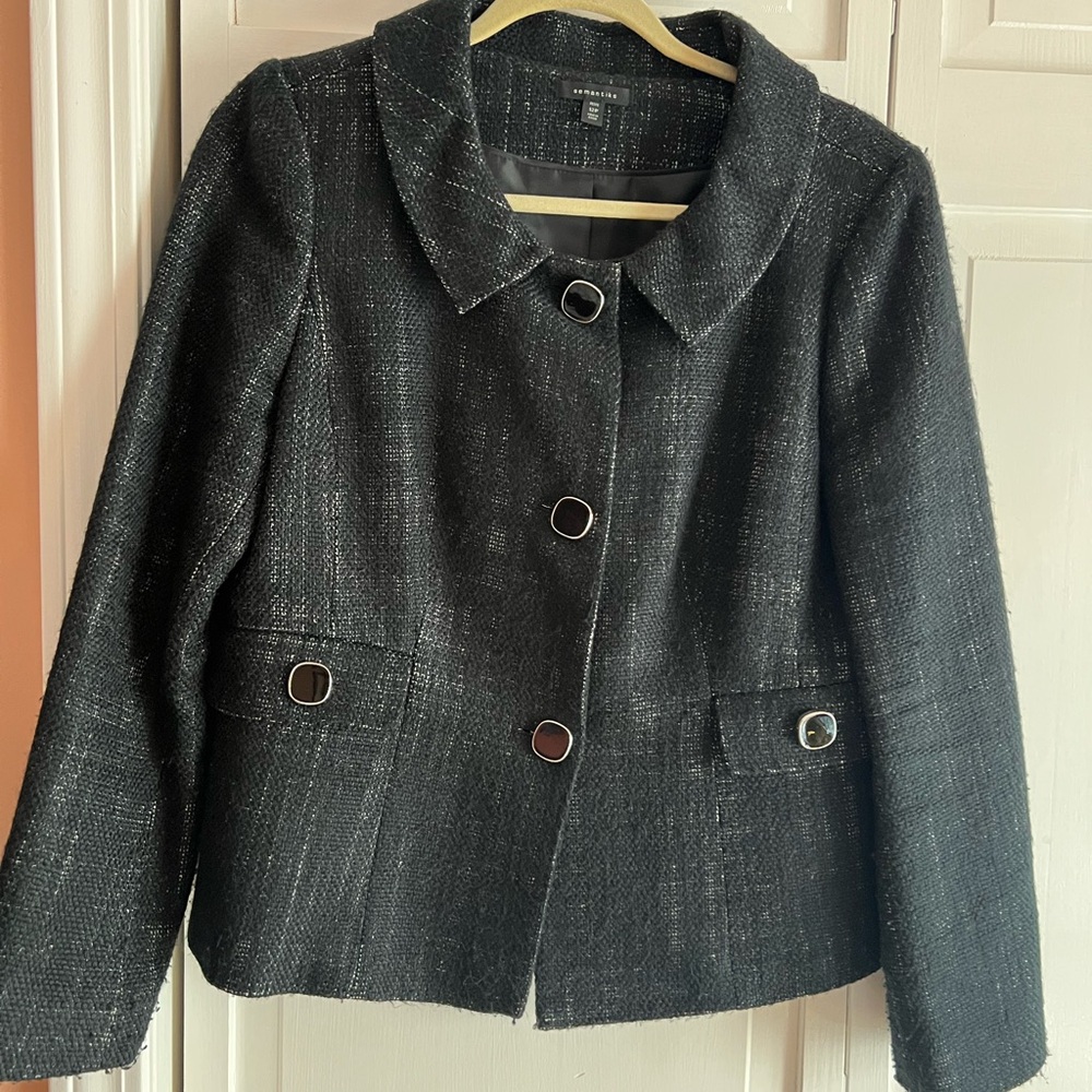 Semantiks Black Textured Blazer